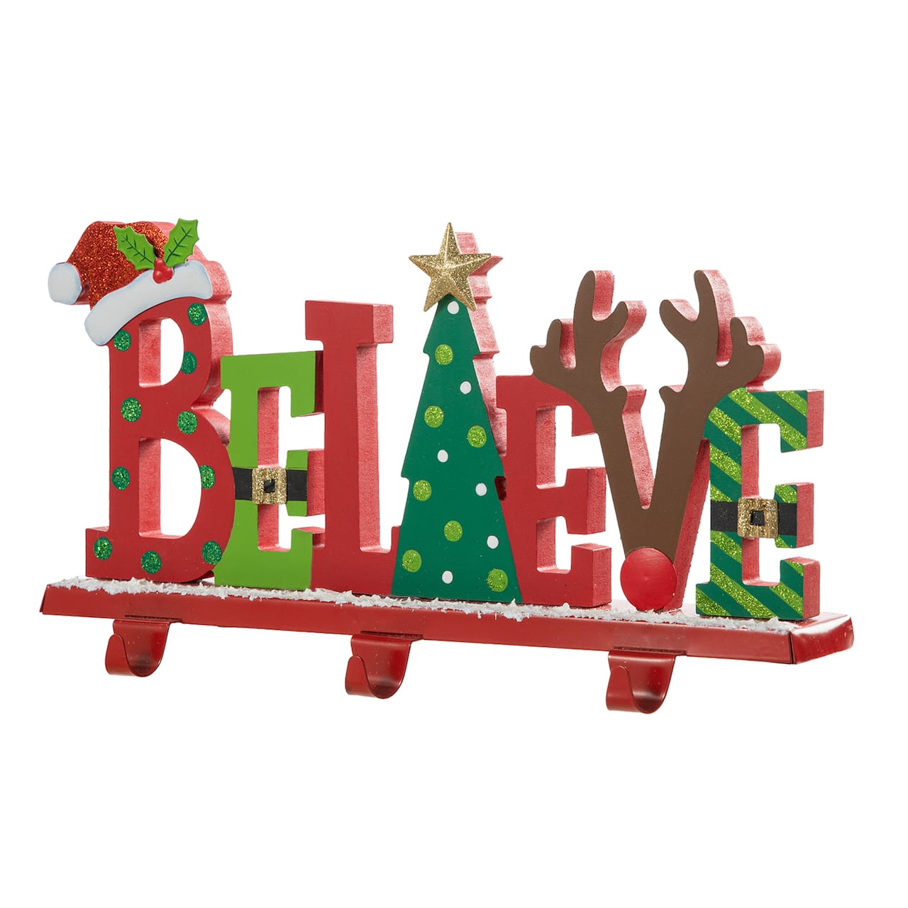 Glitzhome&#xAE; 14.5&#x27;&#x27; BELIEVE Metal Christmas Stocking Holder